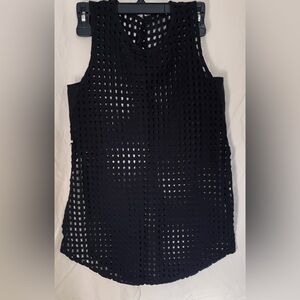 Black Sleeveless Cotton Blend Cover Up.